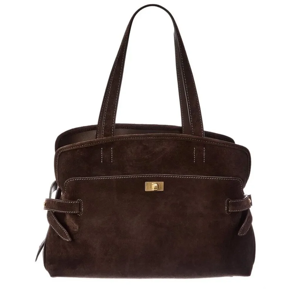 Anya Hindmarch Wilson Suede & Leather Satchel, Brown
